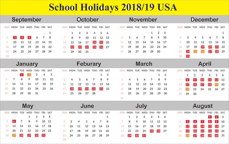 school holidays 2019