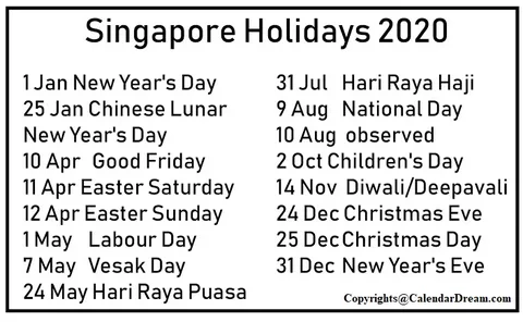 school holidays in singapore 2020